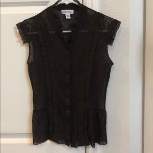 Calvin Klein brown lace blouse